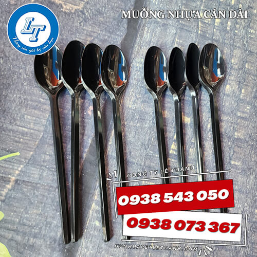 muỗng nhựa cán dài màu đen giá sỉ 3 muỗng nhựa cán dài màu đen giá sỉ 3