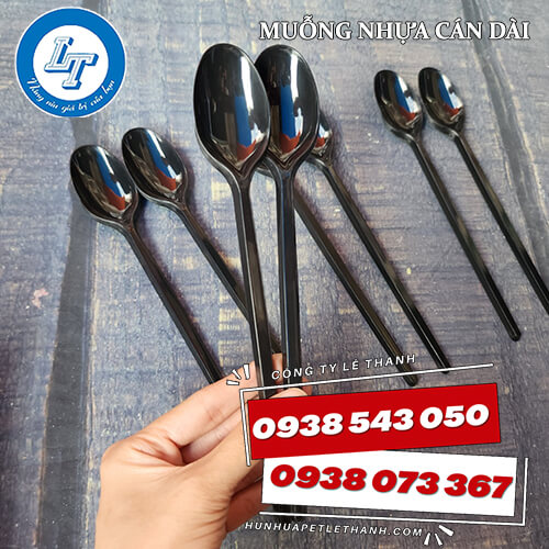 muỗng nhựa cán dài màu đen giá sỉ 1 muỗng nhựa cán dài màu đen giá sỉ 1