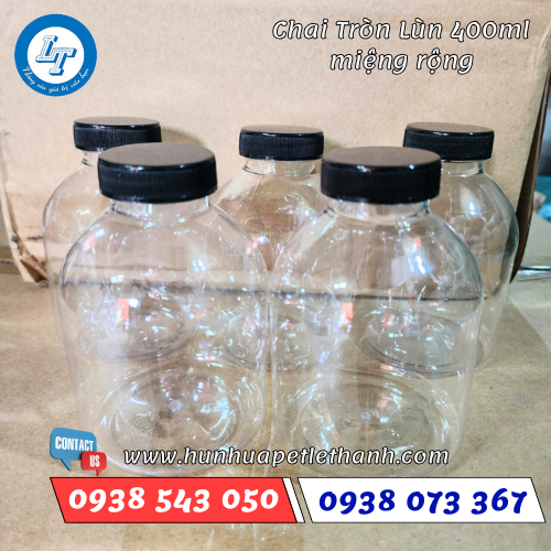 Chai nhựa lùn miệng rộng 400ml 3 Chai nhựa lùn miệng rộng 400ml 3