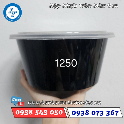 hộp nhựa tròn màu đen dùng 1 lần đáy bằng giá rẻ 2 hộp nhựa tròn màu đen dùng 1 lần đáy bằng giá rẻ 2