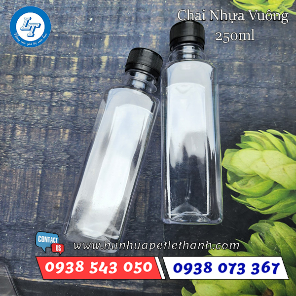 chai nhựa vuông 250ml 4 chai nhựa vuông 250ml 4