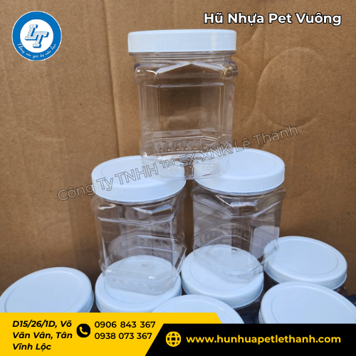 hũ nhựa vuông trong suốt đựng bánh kẹo, hạt, mứt, đồ khô 4 hũ nhựa vuông trong suốt đựng bánh kẹo, hạt, mứt, đồ khô 4