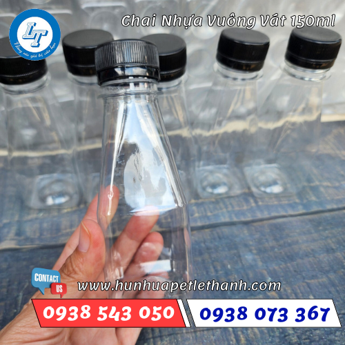 chai nhựa vuông vát 150ml 3 chai nhựa vuông vát 150ml 3