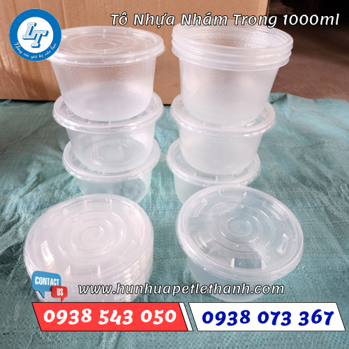 hộp nhựa nhám trong suốt giá rẻ có nắp 1000ml 4 hộp nhựa nhám trong suốt giá rẻ có nắp 1000ml 4