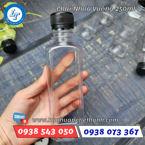 chai nhựa vuông 250ml 3 chai nhựa vuông 250ml 3