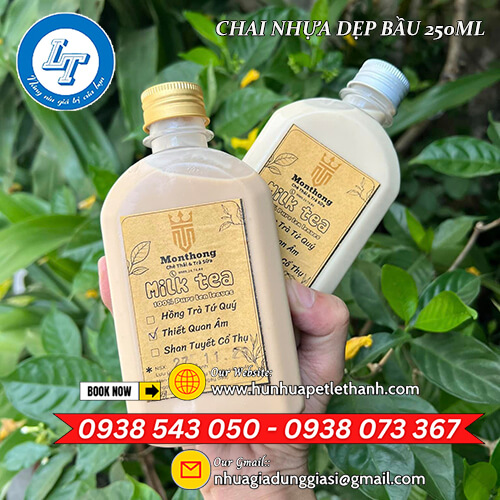 chai nhựa pet dẹp bầu 250ml nắp nhôm giá sỉ 2 chai nhựa pet dẹp bầu 250ml nắp nhôm giá sỉ 2