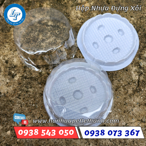 Hộp nhựa đáy bằng có nắp đựng xôi 2 Hộp nhựa đáy bằng có nắp đựng xôi 2