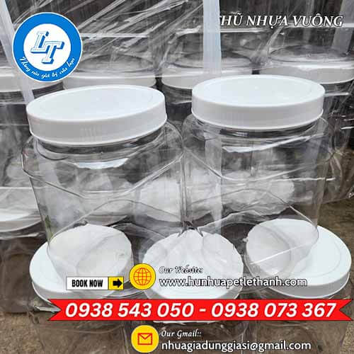hũ nhựa vuông dày giá rẻ dung tích 2000ml, 1600ml 4 hũ nhựa vuông dày giá rẻ dung tích 2000ml, 1600ml 4