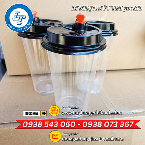 chuyên sỉ ly nhựa nút tim 500ml nắp đen, nắp trắng 1 chuyên sỉ ly nhựa nút tim 500ml nắp đen, nắp trắng 1