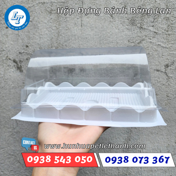 Hộp nhựa trong đựng bánh bông lan Hộp nhựa trong đựng bánh bông lan