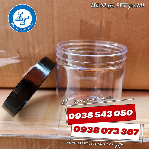 hũ nhựa nắp nhựa 500ml nắp đen giá rẻ hũ nhựa nắp nhựa 500ml nắp đen giá rẻ