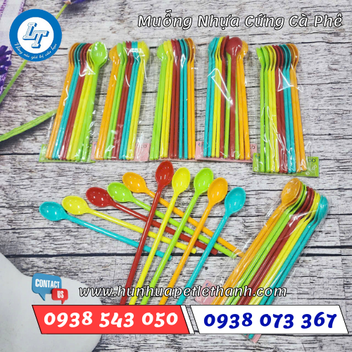 Muỗng nhựa cứng cà phê, sinh tố 3 Muỗng nhựa cứng cà phê, sinh tố 3