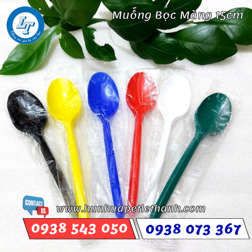muỗng nhựa bọc màng 15cm 1 muỗng nhựa bọc màng 15cm 1