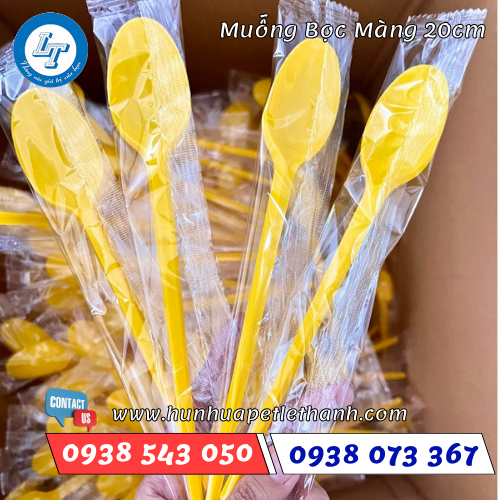 muỗng nhựa bọc màng 20cm muỗng nhựa bọc màng 20cm