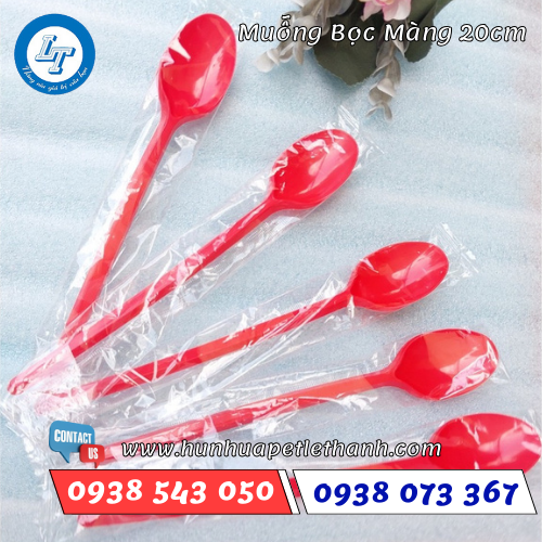 muỗng nhựa bọc màng 20cm 1 muỗng nhựa bọc màng 20cm 1