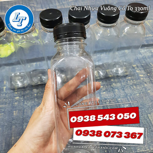 chia nhựa PET vuông 330ml cổ to chia nhựa PET vuông 330ml cổ to
