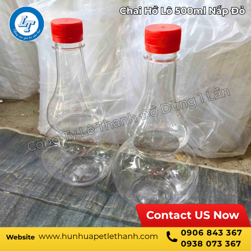 chai hồ lô 500ml nắp đỏ giá rẻ, kiểu dáng bắt mắt 1 chai hồ lô 500ml nắp đỏ giá rẻ, kiểu dáng bắt mắt 1