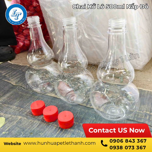 chai hồ lô 500ml nắp đỏ giá rẻ, kiểu dáng bắt mắt 4 chai hồ lô 500ml nắp đỏ giá rẻ, kiểu dáng bắt mắt 4