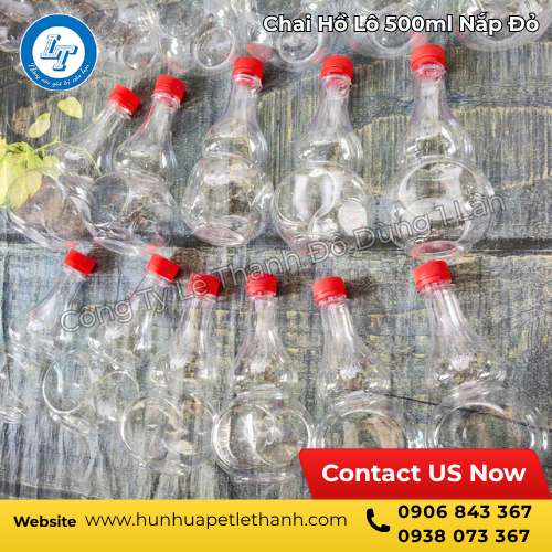 chai hồ lô 500ml nắp đỏ giá rẻ, kiểu dáng bắt mắt 3 chai hồ lô 500ml nắp đỏ giá rẻ, kiểu dáng bắt mắt 3