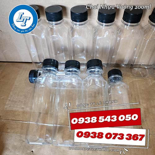 kho sỉ chai nhựa PET nắp đen đựng trà sữa 4 kho sỉ chai nhựa PET nắp đen đựng trà sữa 4