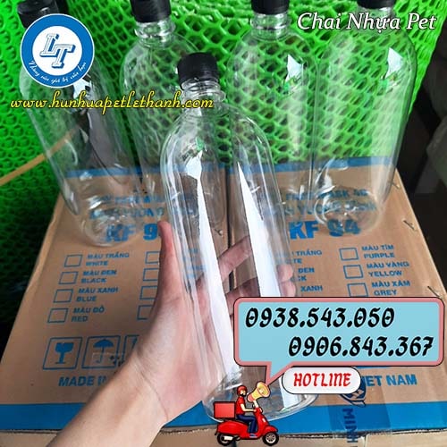 chai PET tròn nắp đen giá rẻ chai PET tròn nắp đen giá rẻ