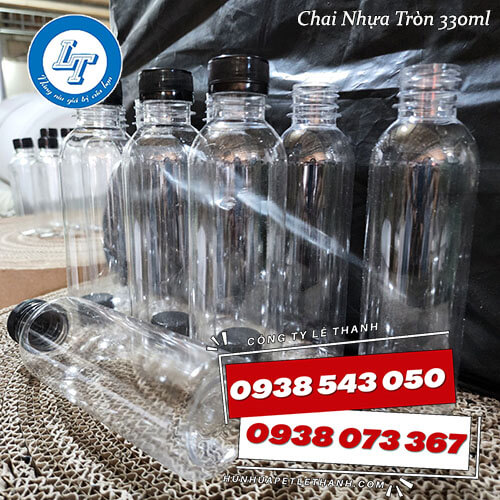 chai nhựa tròn nắp đen 330ml giảm giá sỉ rẻ 4 chai nhựa tròn nắp đen 330ml giảm giá sỉ rẻ 4