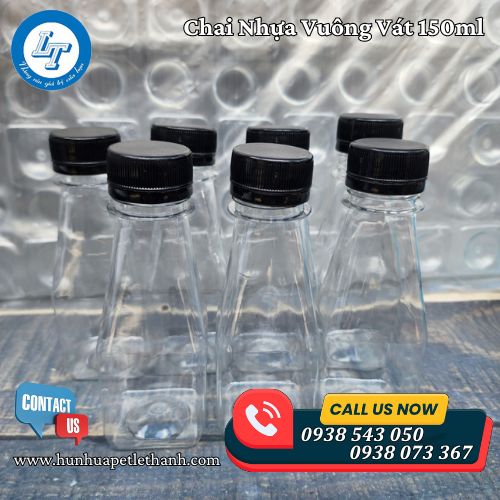 chai nhựa vuông vát đựng sữa chua, nước sốt giá sỉ rẻ 150ml 1 chai nhựa vuông vát đựng sữa chua, nước sốt giá sỉ rẻ 150ml 1