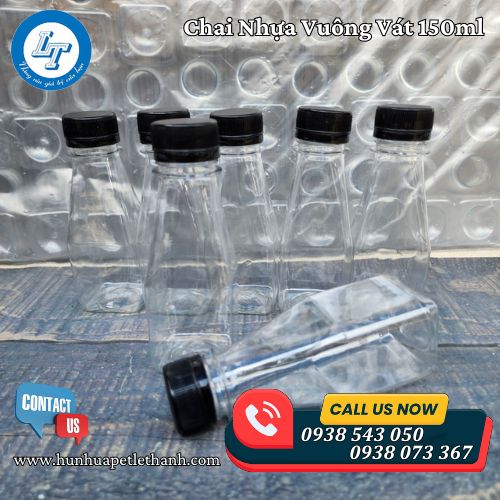 chai nhựa vuông vát đựng sữa chua, nước sốt giá sỉ rẻ 150ml 6 chai nhựa vuông vát đựng sữa chua, nước sốt giá sỉ rẻ 150ml 6