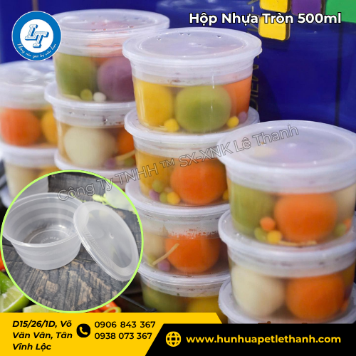 hộp nhựa tròn 500ml có nắp sỉ giá xưởng, chốt đơn liền 1 hộp nhựa tròn 500ml có nắp sỉ giá xưởng, chốt đơn liền 1