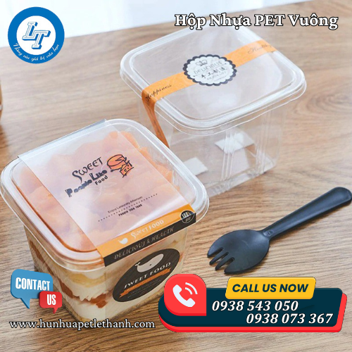 hộp nhựa PET vuông đựng bánh mousse, tiramisu giá sỉ 3 hộp nhựa PET vuông đựng bánh mousse, tiramisu giá sỉ 3