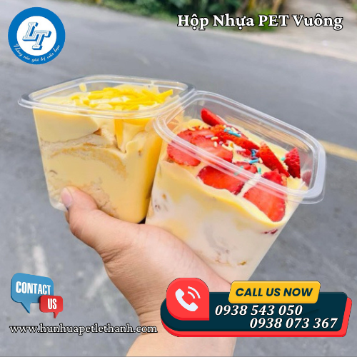 hộp nhựa PET vuông đựng bánh mousse, tiramisu giá sỉ 7 hộp nhựa PET vuông đựng bánh mousse, tiramisu giá sỉ 7