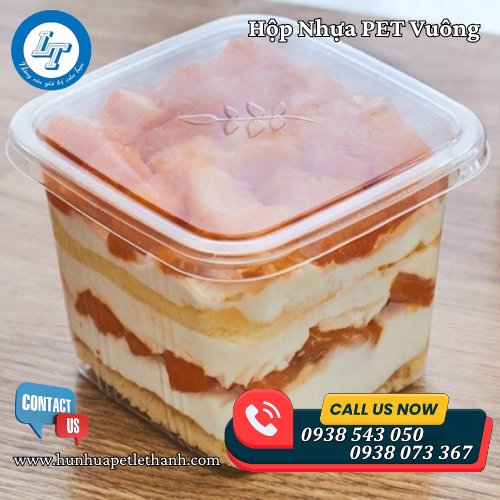 hộp nhựa PET vuông đựng bánh mousse, tiramisu giá sỉ 6 hộp nhựa PET vuông đựng bánh mousse, tiramisu giá sỉ 6