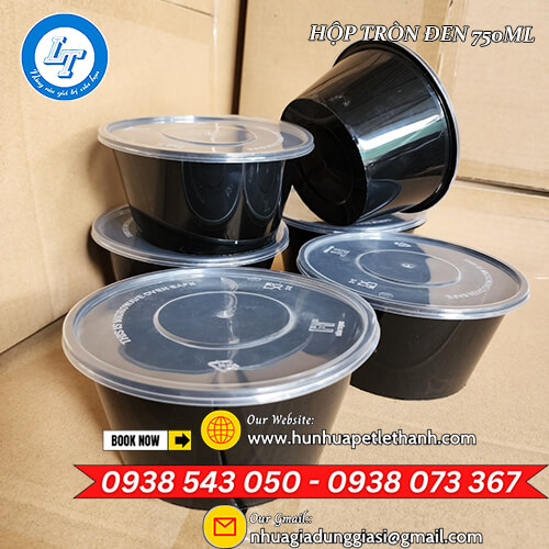 HỘP TRÒN ĐEN 750ML GIÁ SỈ ĐỰNG CHÁO, HỦ TIẾU, PHỞ, BÚN 2 HỘP TRÒN ĐEN 750ML GIÁ SỈ ĐỰNG CHÁO, HỦ TIẾU, PHỞ, BÚN 2