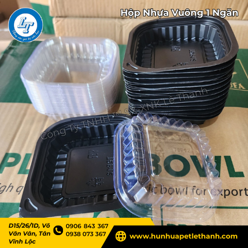 hộp nhựa PP vuông đáy đen, nắp trong giá sỉ giá rẻ, dùng bền 3 hộp nhựa PP vuông đáy đen, nắp trong giá sỉ giá rẻ, dùng bền 3