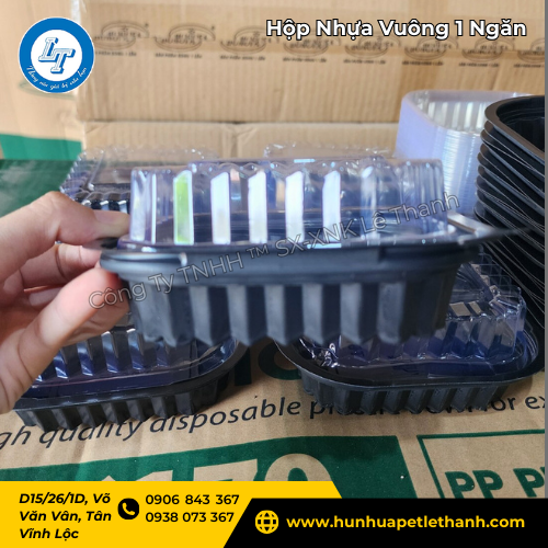 hộp nhựa PP vuông đáy đen, nắp trong giá sỉ giá rẻ, dùng bền 4 hộp nhựa PP vuông đáy đen, nắp trong giá sỉ giá rẻ, dùng bền 4