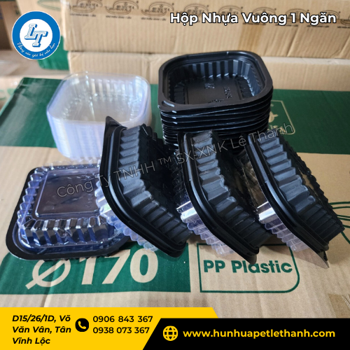 hộp nhựa PP vuông đáy đen, nắp trong giá sỉ giá rẻ, dùng bền 1 hộp nhựa PP vuông đáy đen, nắp trong giá sỉ giá rẻ, dùng bền 1