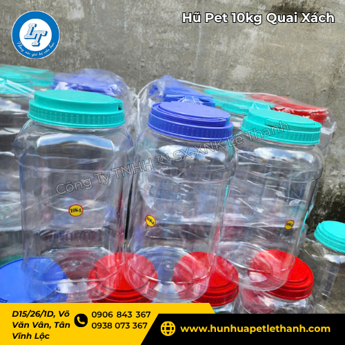 hũ PET 10kg có quai xách dung tích lớn giá rẻ 4 hũ PET 10kg có quai xách dung tích lớn giá rẻ 4