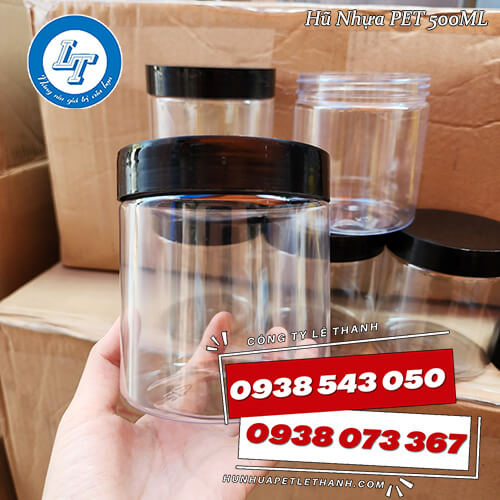 hũ nhựa nắp nhựa 500ml nắp đen giá rẻ hũ nhựa nắp nhựa 500ml nắp đen giá rẻ