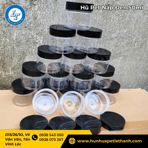 hũ PET nắp đen 50ml giá sỉ rẻ tận xưởng cho khách đại lý 4 hũ PET nắp đen 50ml giá sỉ rẻ tận xưởng cho khách đại lý 4