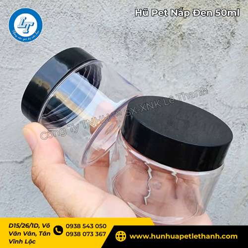 hũ PET nắp đen 50ml giá sỉ rẻ tận xưởng cho khách đại lý 1 hũ PET nắp đen 50ml giá sỉ rẻ tận xưởng cho khách đại lý 1