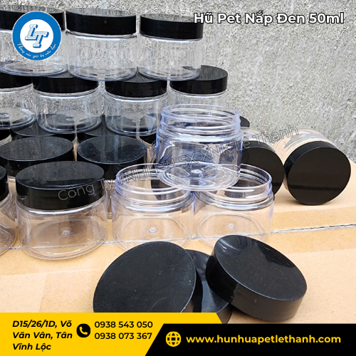 hũ PET nắp đen 50ml giá sỉ rẻ tận xưởng cho khách đại lý 3 hũ PET nắp đen 50ml giá sỉ rẻ tận xưởng cho khách đại lý 3