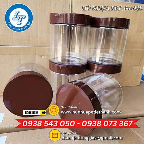 Sỉ giá tận xưởng HŨ NHỰA PET NẮP NÂU 600ML 3 Sỉ giá tận xưởng HŨ NHỰA PET NẮP NÂU 600ML 3