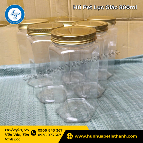 hũ Pet 800ml lục giác giá sỉ tận xưởng tốt cho đại lý 1 hũ Pet 800ml lục giác giá sỉ tận xưởng tốt cho đại lý 1