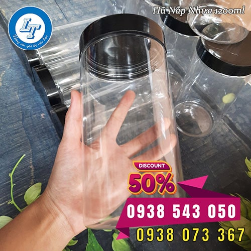 hũ nhựa 1200ml thân tròn nắp đen giá rẻ sỉ hũ nhựa 1200ml thân tròn nắp đen giá rẻ sỉ
