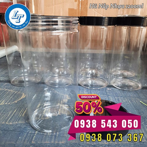 hũ nhựa 1200ml thân tròn nắp đen giá rẻ sỉ hũ nhựa 1200ml thân tròn nắp đen giá rẻ sỉ