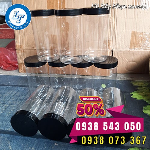 hũ nhựa 1200ml thân tròn nắp đen giá rẻ sỉ hũ nhựa 1200ml thân tròn nắp đen giá rẻ sỉ