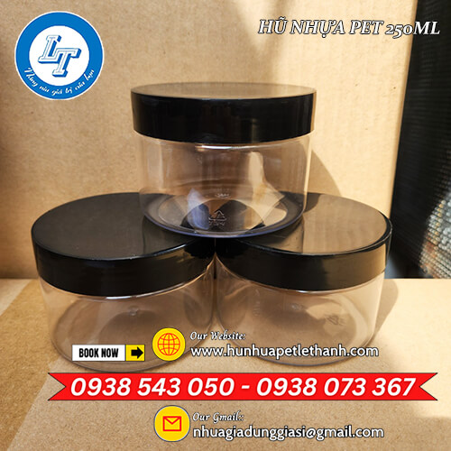 hũ nhựa PET 250ml giá sỉ nắp nhôm, nắp nhựa 3 hũ nhựa PET 250ml giá sỉ nắp nhôm, nắp nhựa 3