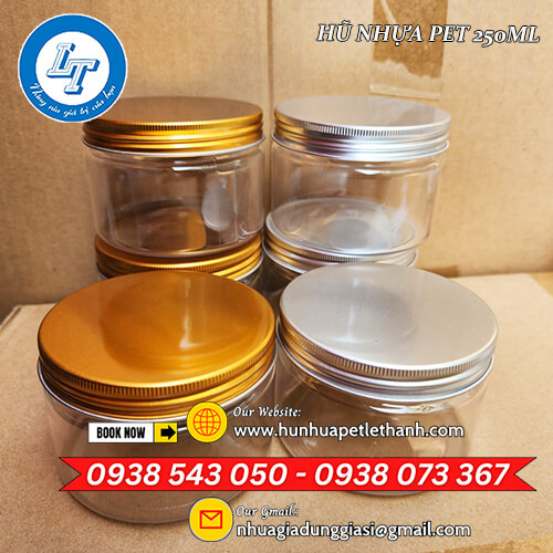 hũ nhựa PET 250ml giá sỉ nắp nhôm, nắp nhựa 4 hũ nhựa PET 250ml giá sỉ nắp nhôm, nắp nhựa 4