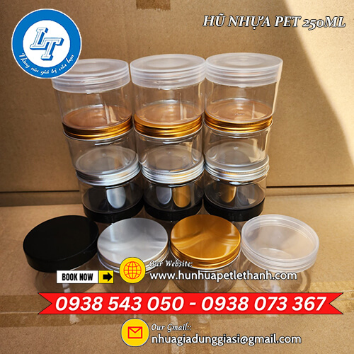 hũ nhựa PET 250ml giá sỉ nắp nhôm, nắp nhựa 5 hũ nhựa PET 250ml giá sỉ nắp nhôm, nắp nhựa 5