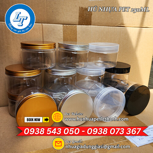 hũ nhựa PET 250ml giá sỉ nắp nhôm, nắp nhựa 6 hũ nhựa PET 250ml giá sỉ nắp nhôm, nắp nhựa 6